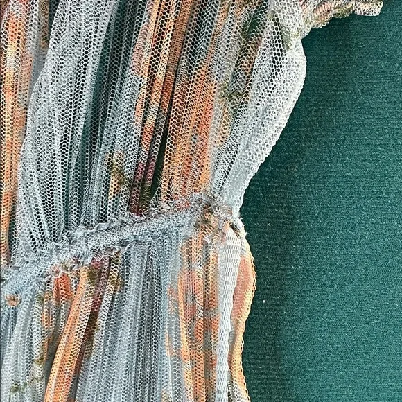 Free People Flowing Blouse in Soft Blue and Peach - Picture 9 of 16